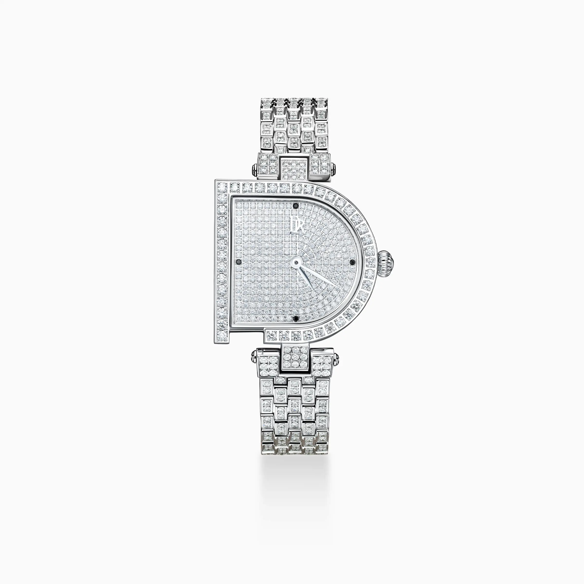 Gorgeous D Shaped Diamonds Pavé Watch - Darry Ring