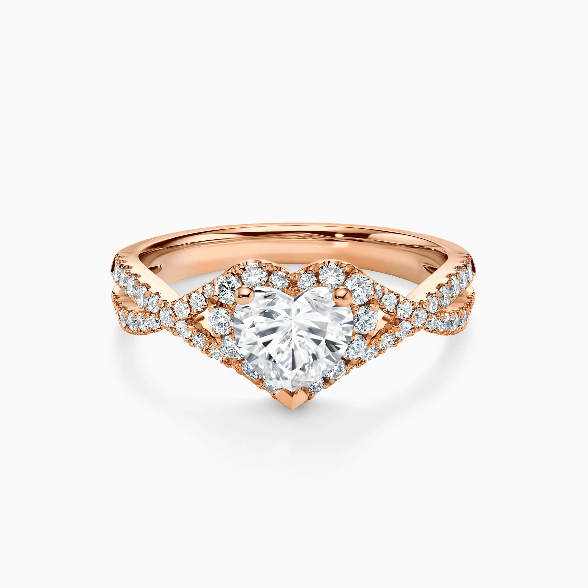 DR HEART Heart Shaped Halo Twisted Engagement Ring - Darry Ring
