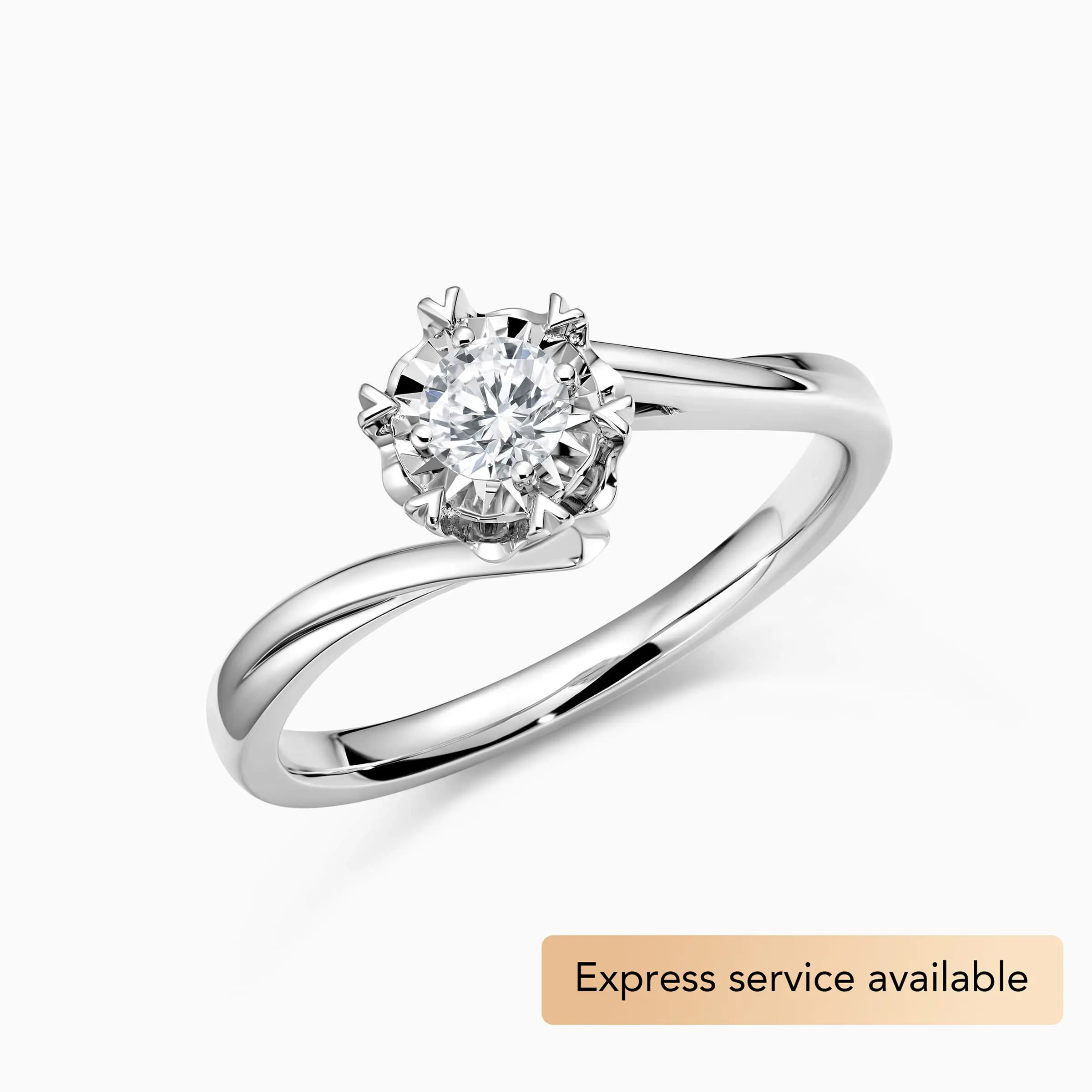 Round Solitaire Affordable Floral Bypass Engagement Ring - Darry Ring