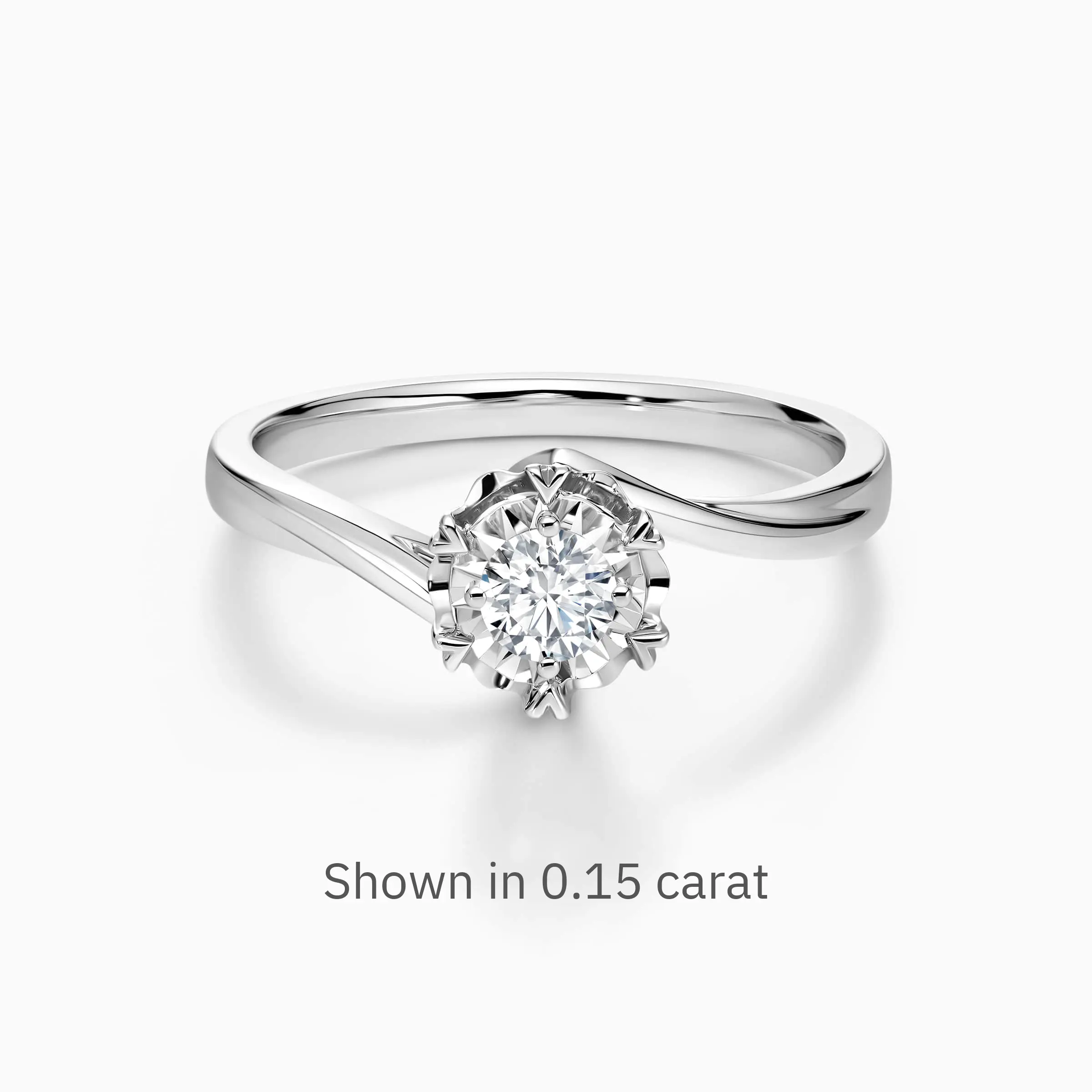 Round Solitaire Affordable Floral Bypass Engagement Ring - Darry Ring