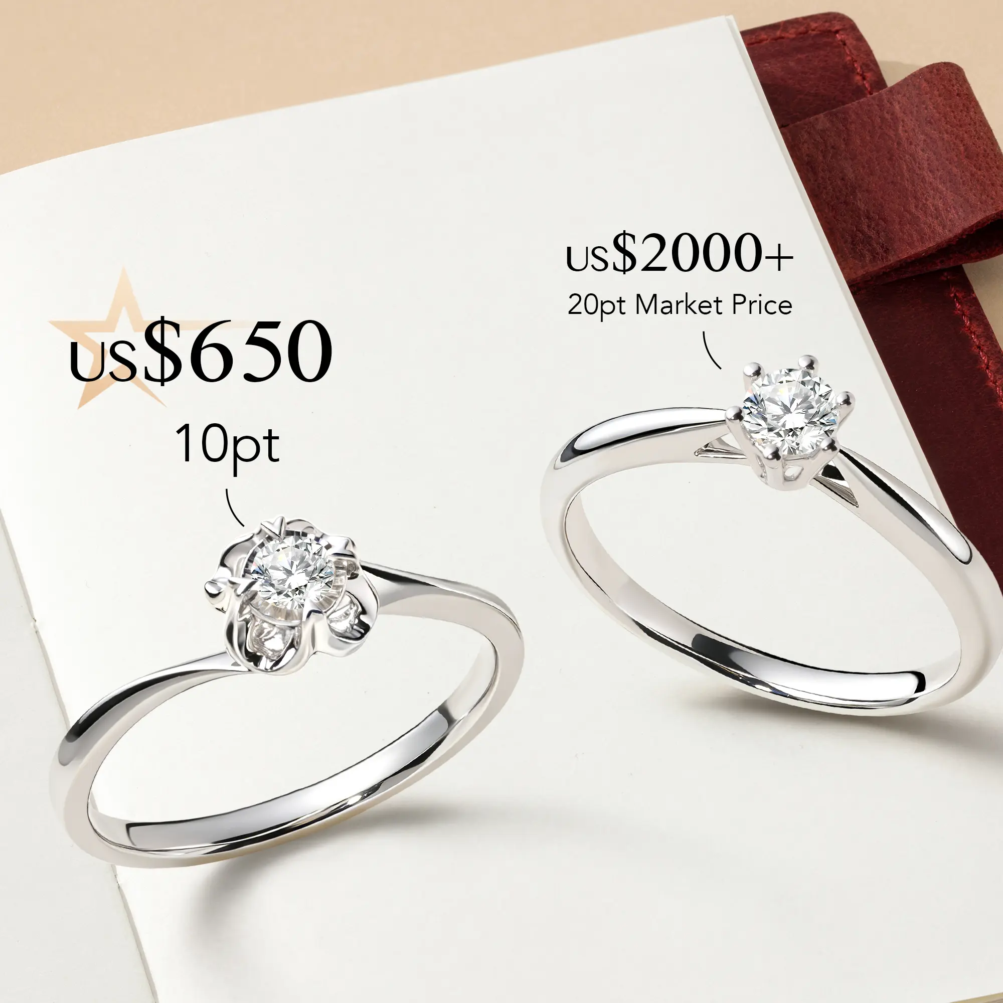 Round Solitaire Rose Bypass Engagement Ring - Darry Ring