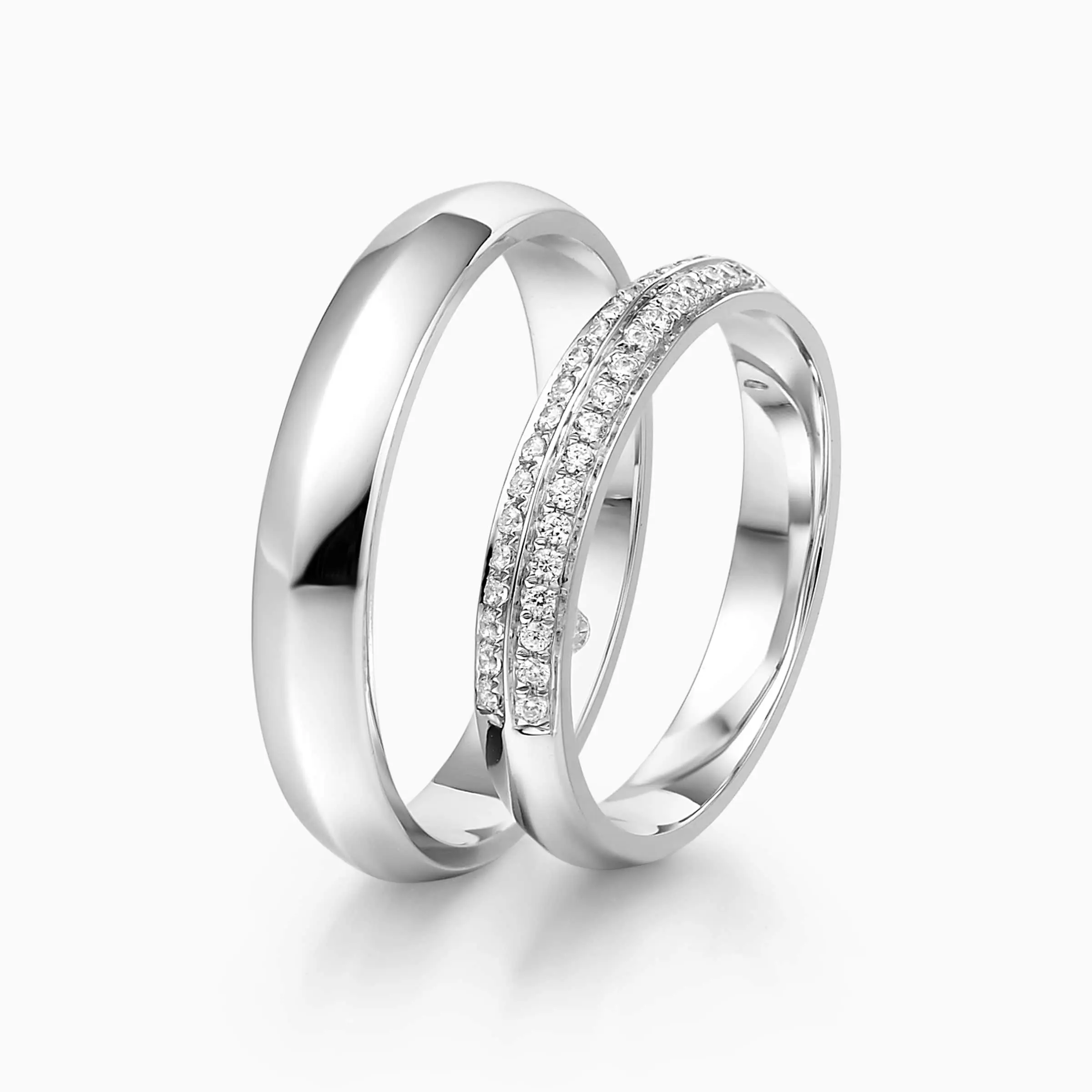 Two-row Diamond Pavé Wedding Rings - Darry Ring
