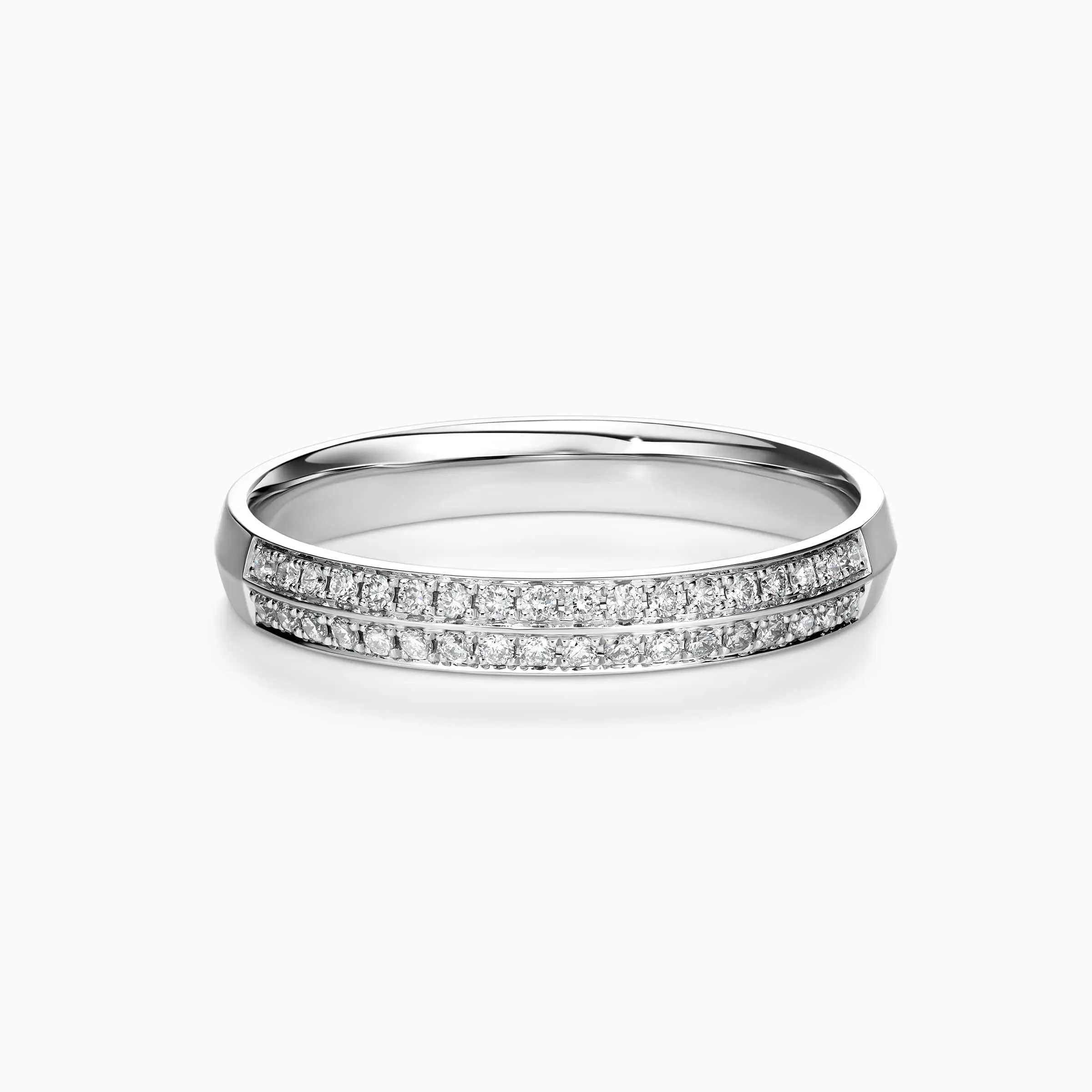 Two-row Diamond Pavé Wedding Rings - Darry Ring
